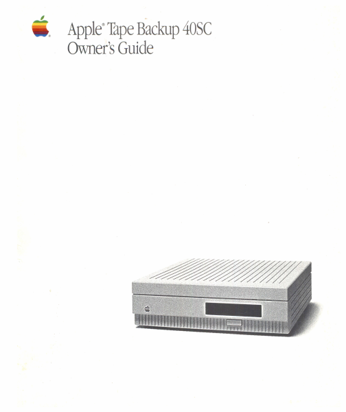 030 5631 A Apple Tape Backup 40SC Owners Guide page 1
