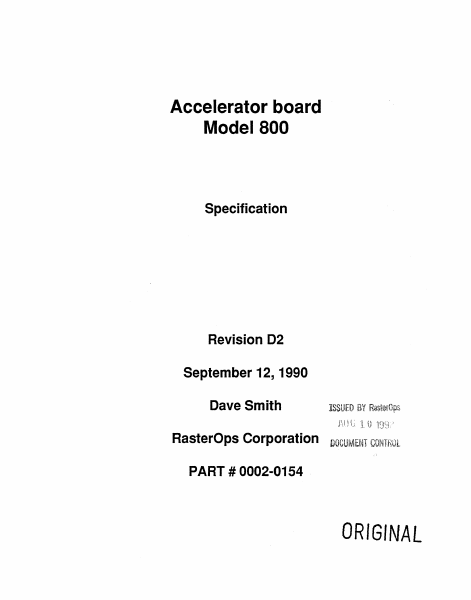 0002 0154 Accelerator Board Model 800 Specification Rev D2 page 1